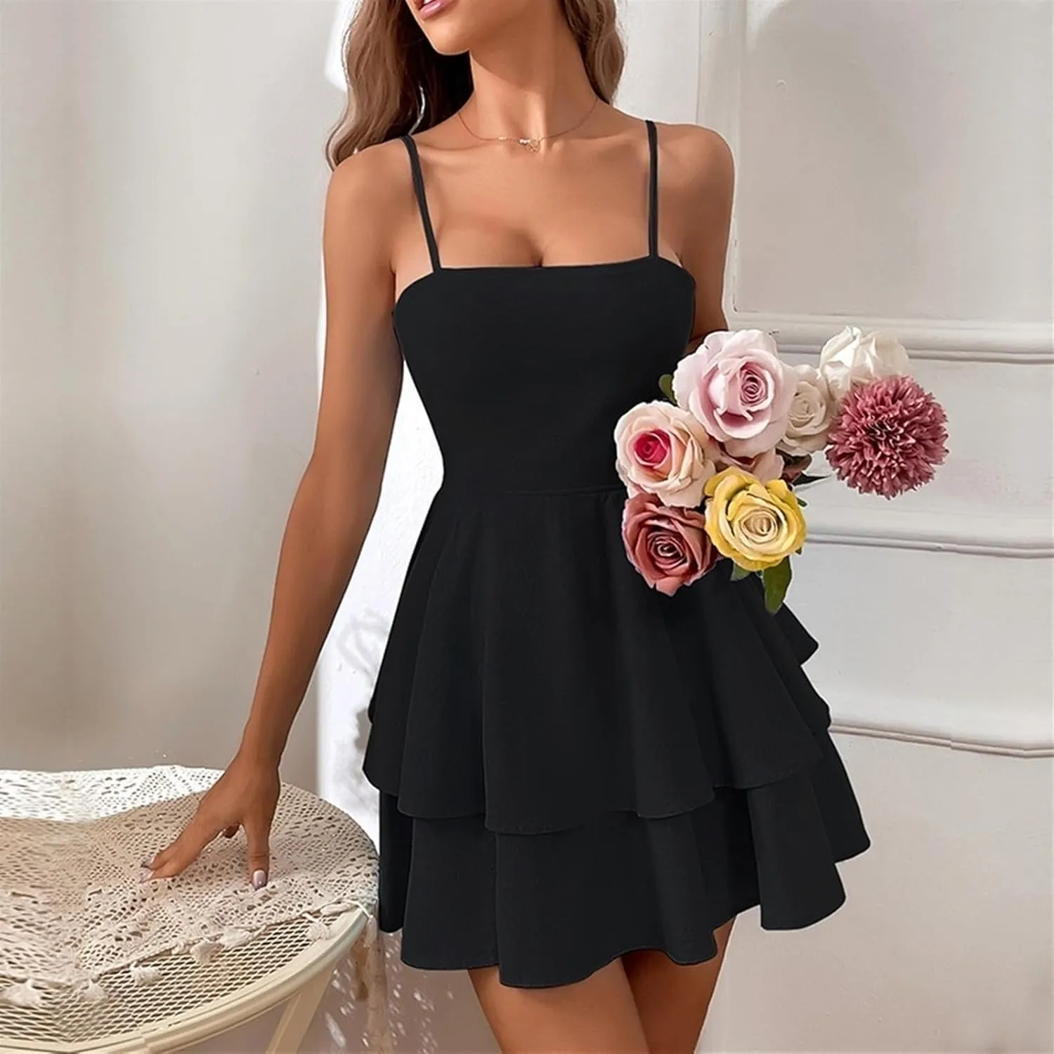 Women's Backless Bow Tie Short Dress Summer Models Sexy Halter Dresses Graduation Dress for Women