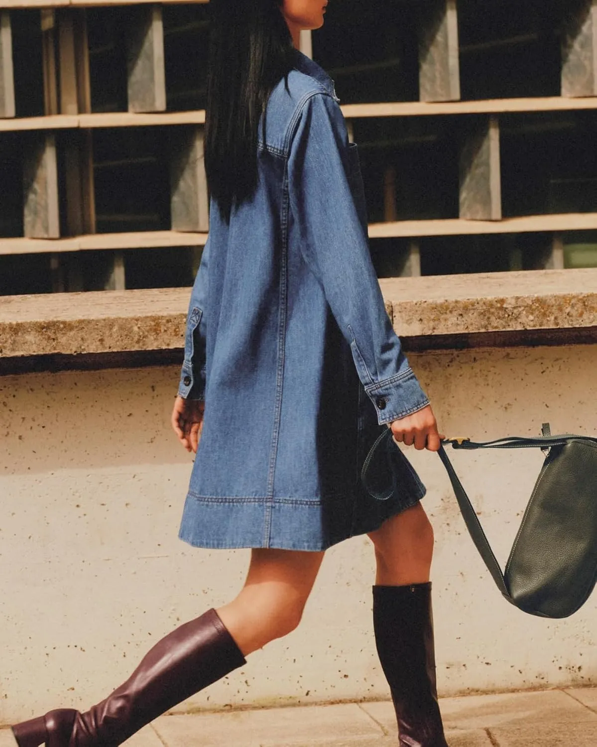 Women's Denim Shirt Mini Dress Long Sleeve Button Down Tunic Jean Dress Casual Loose Shift Short Dresses