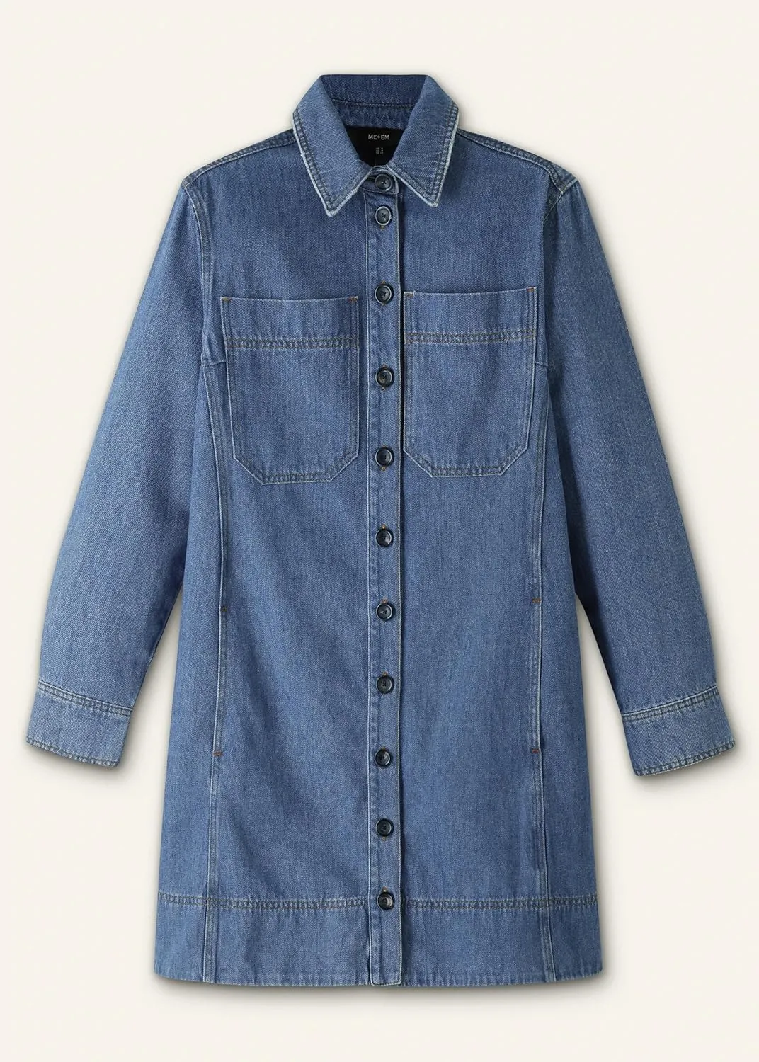 Women's Denim Shirt Mini Dress Long Sleeve Button Down Tunic Jean Dress Casual Loose Shift Short Dresses