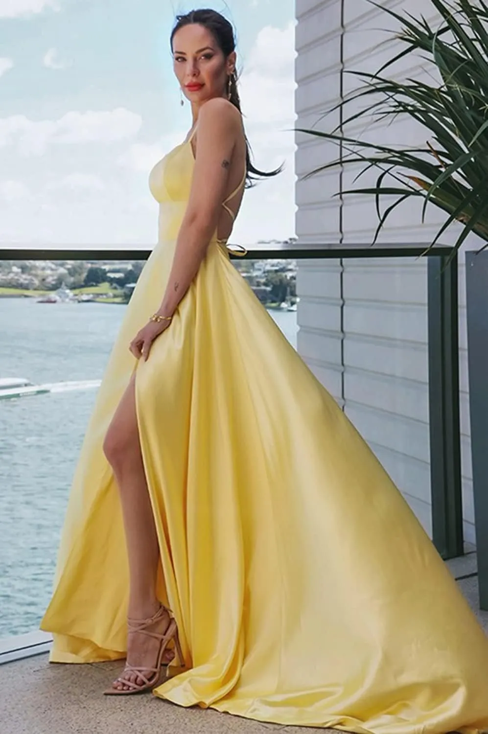 Womens Long Prom Dresses for Teens with Pockets Spaghetti Straps Formal Party Evening Gowns 2025 Prom Dress RO045