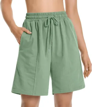 Womens Long Sweat Shorts Casual Summer Bermuda Loose Lounge Workout Athletic Shorts with Pockets