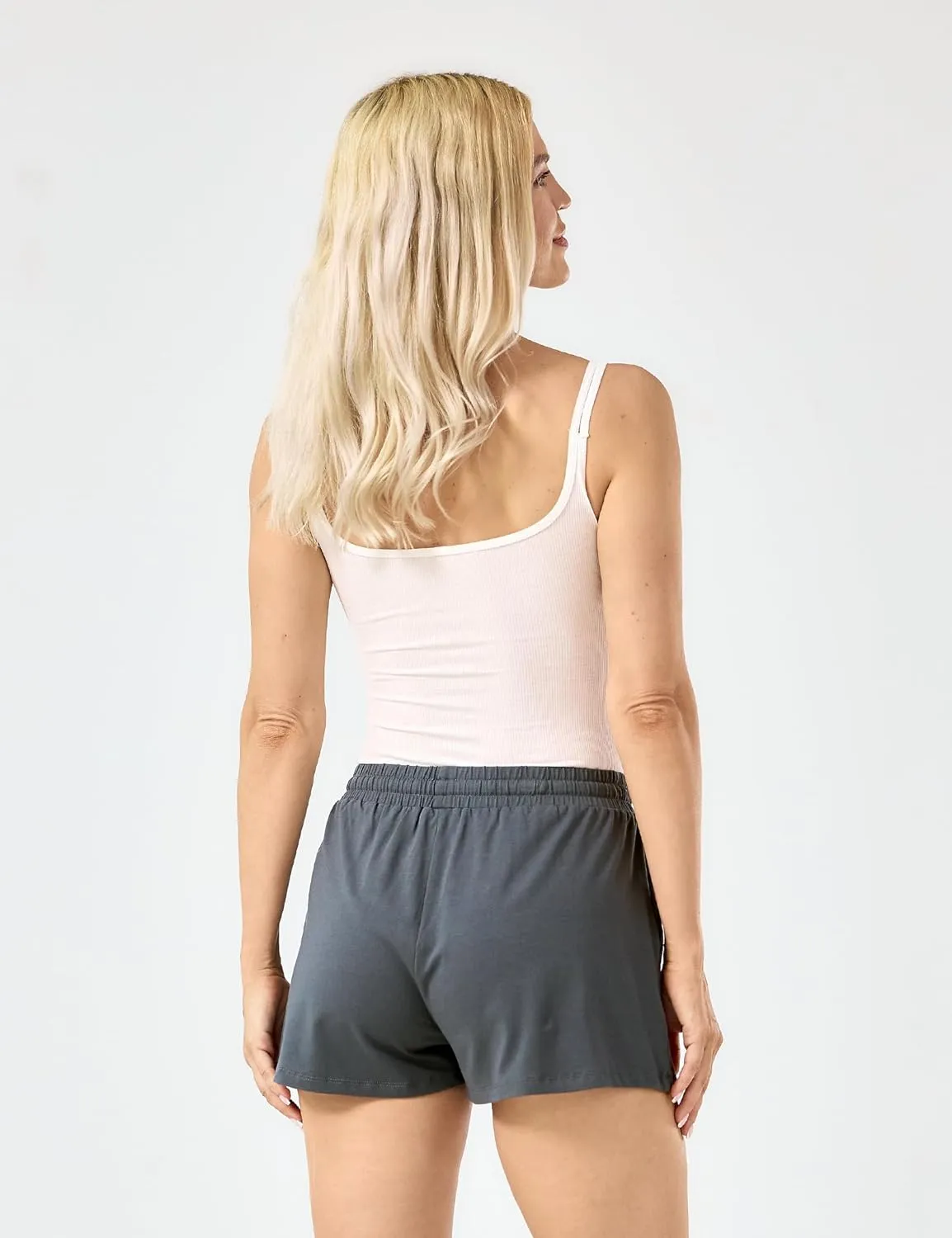 Womens Pajama Shorts Drawstring Waist Lounge Shorts with Pockets, Viscose Made from Bamboo