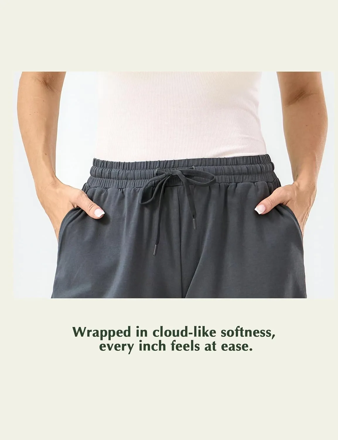 Womens Pajama Shorts Drawstring Waist Lounge Shorts with Pockets, Viscose Made from Bamboo