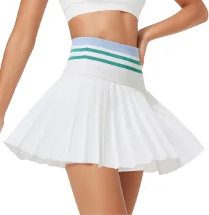 Women's Pleated Sport Skirt with Built-in Shorts, High-Waist Design, Stretchable Nylon Spandex Material, Black Tennis and Golf Bottom