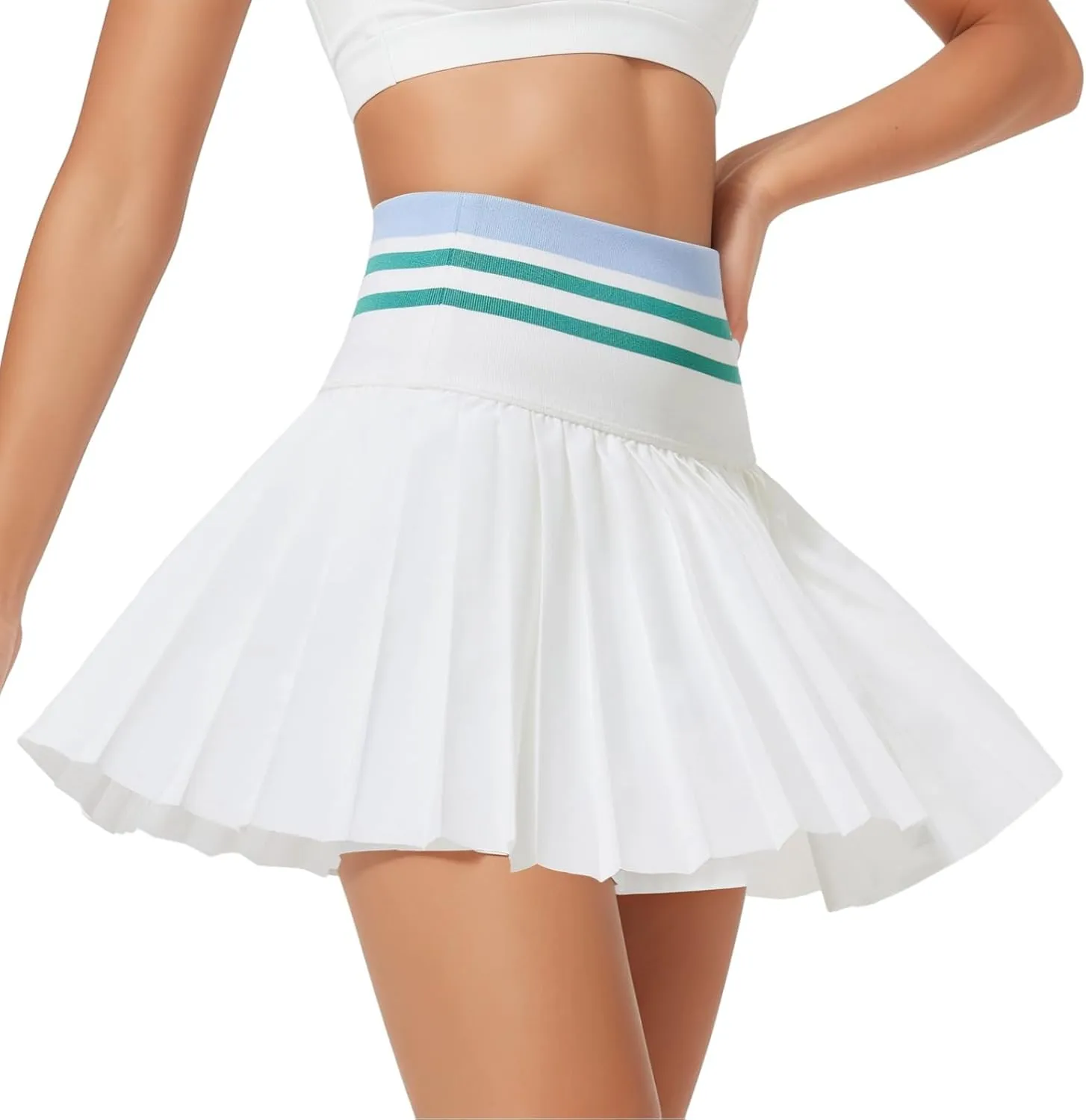 Women's Pleated Sport Skirt with Built-in Shorts, High-Waist Design, Stretchable Nylon Spandex Material, Black Tennis and Golf Bottom