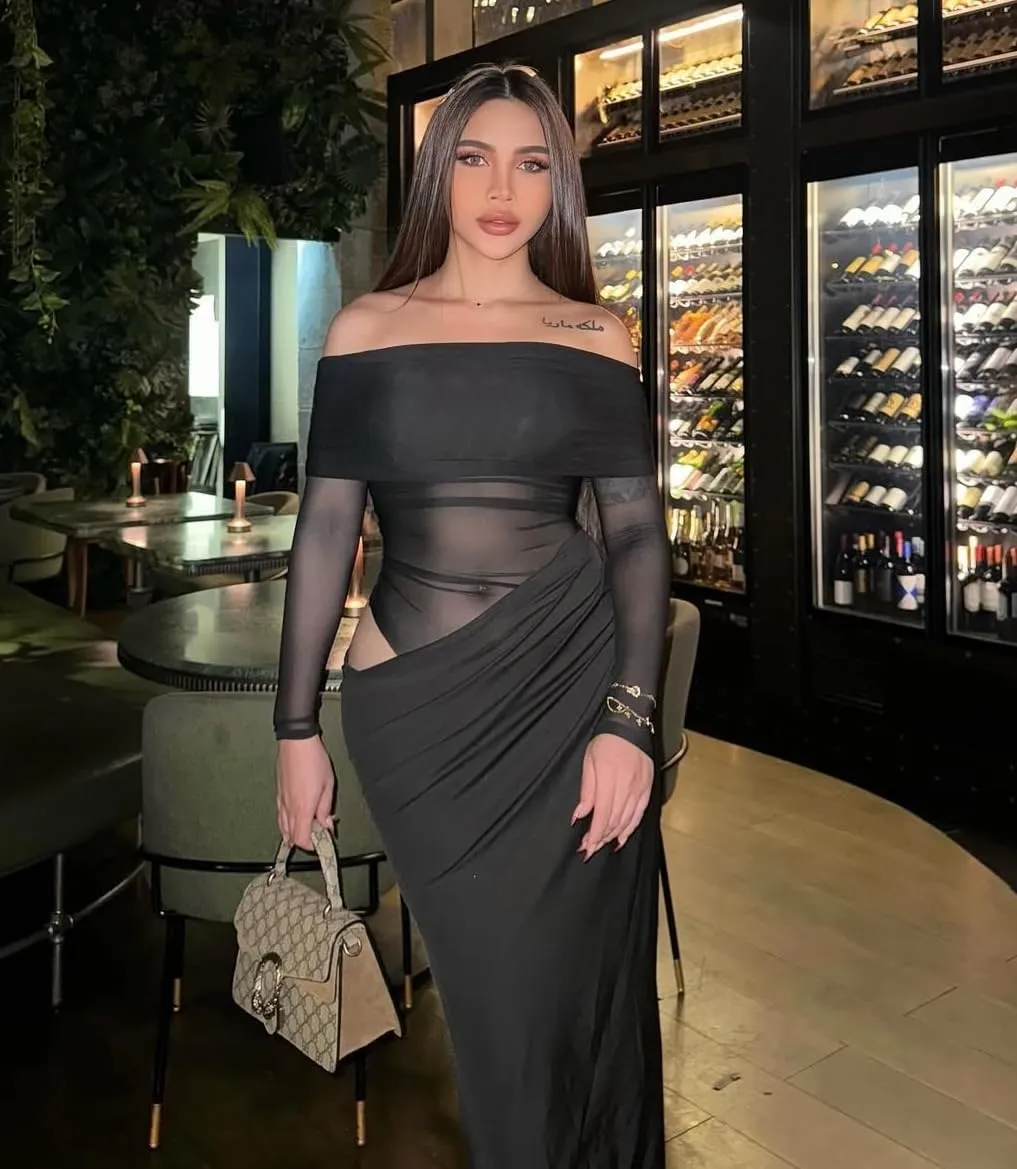 Women's Sheer Mesh Off Shoulder Maxi Dress Y2K Bodycon Gown for Club Party Wedding Evening Outfits