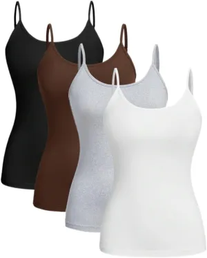 Women's Shirts 4pcs Pack Casual Camisole Tops Fitted for Women Fashion Camis Tank Tops