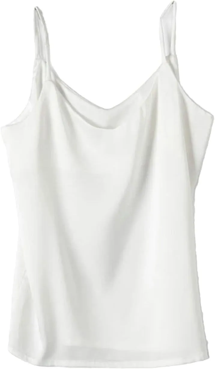 Women's Sleeveless Satin Silk Tank Tops for Women Trendy Summer V Neck Basic Camisole
