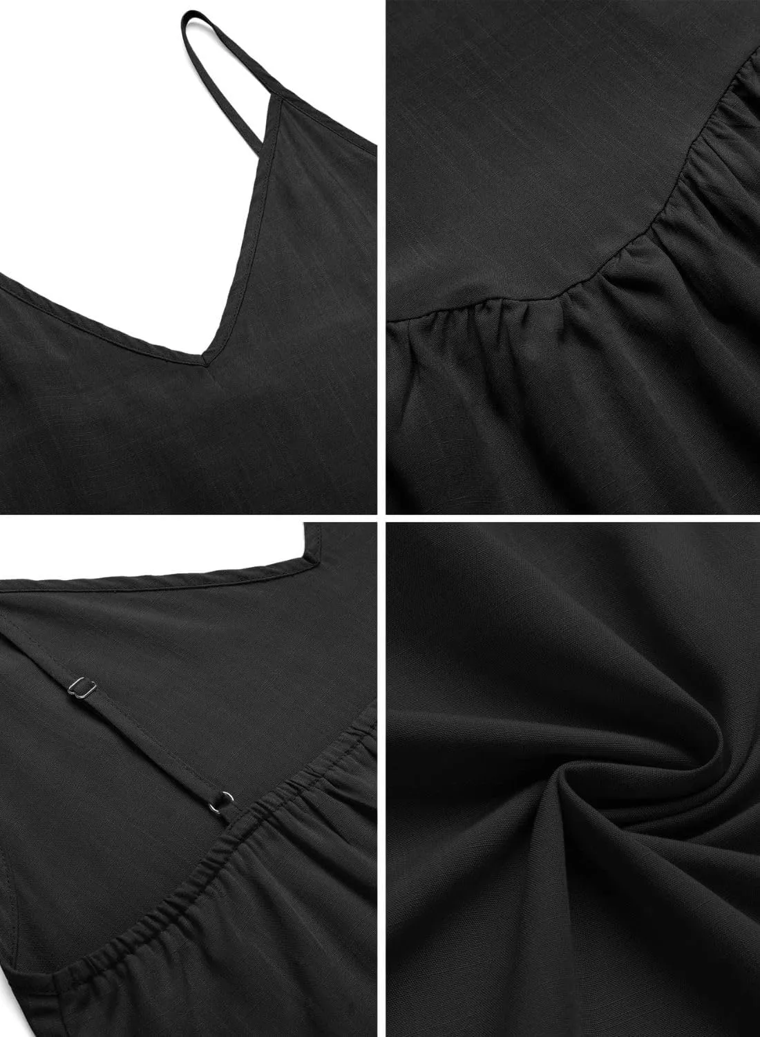 Women's Summer Pleated Hem Sling Dress Vacation Cute Cover Up Hollow Out Solid Color Midi Dress