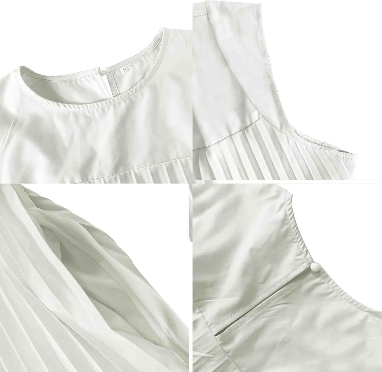 Women's Summer Pleated Maxi Dress 2024 Casual Cap Sleeve Loose Fit Flowy Long Dresses with Pockets