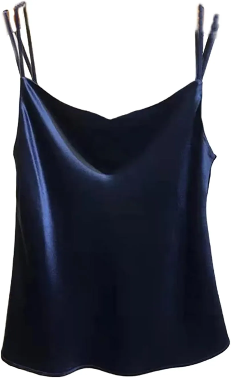 Women's Tank Tops Silk Satin Sleeveless Top Casual V Neck Camisole