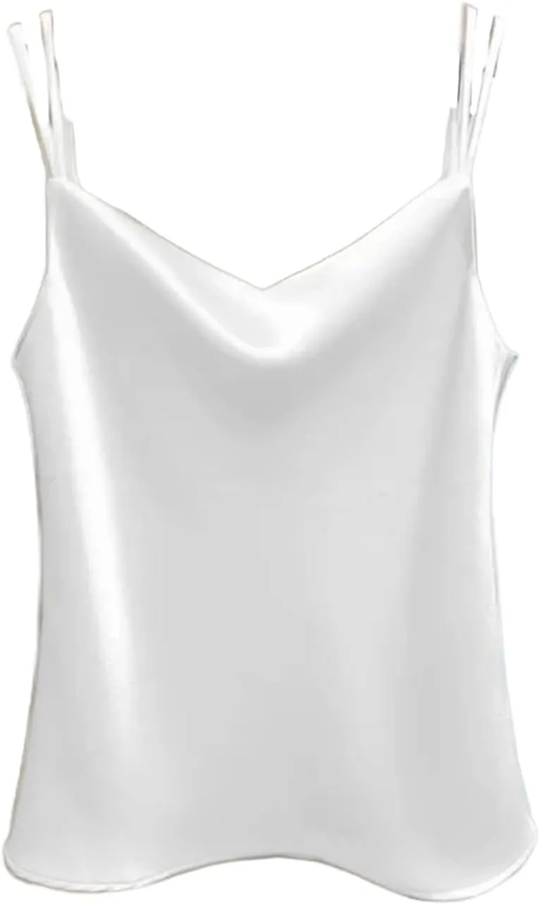 Women's Tank Tops Silk Satin Sleeveless Top Casual V Neck Camisole