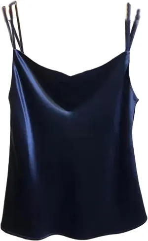 Women's Tank Tops Silk Satin Sleeveless Top Casual V Neck Camisole