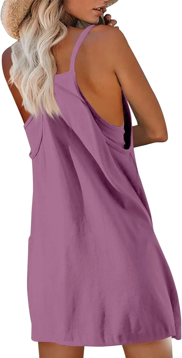 Womens Tennis Romper Dress Sleeveless Athletic Workout Dress with Built in Shorts Cute Mini Golf Dresses with Pockets