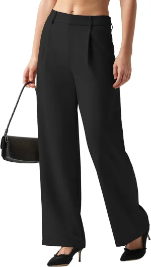 Women's Wide Leg Work Dress Pants High Waisted Casual Slacks Business Office Pants with Pockets 29"/31"