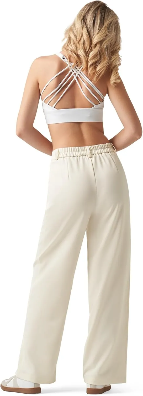 Women's Wide Leg Work Dress Pants High Waisted Casual Slacks Business Office Pants with Pockets 29"/31"