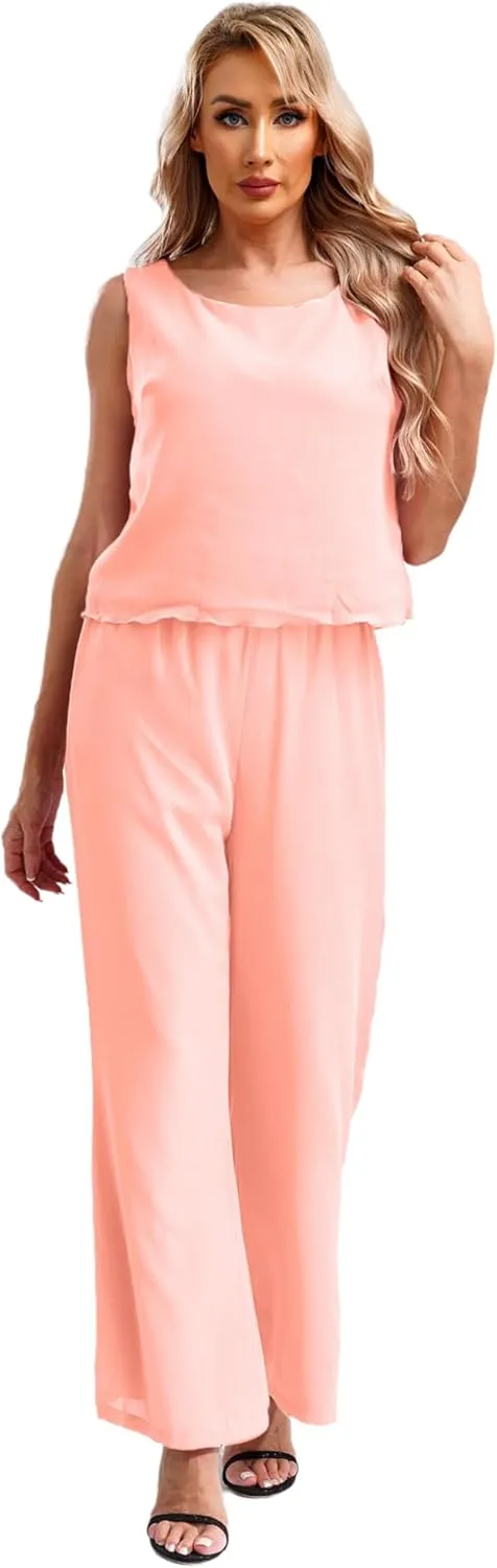 YiZYiF Women's Wedding Guest Pant Suit 3 Piece Mother of Bride Dress Sets Plus Size Evening Gown
