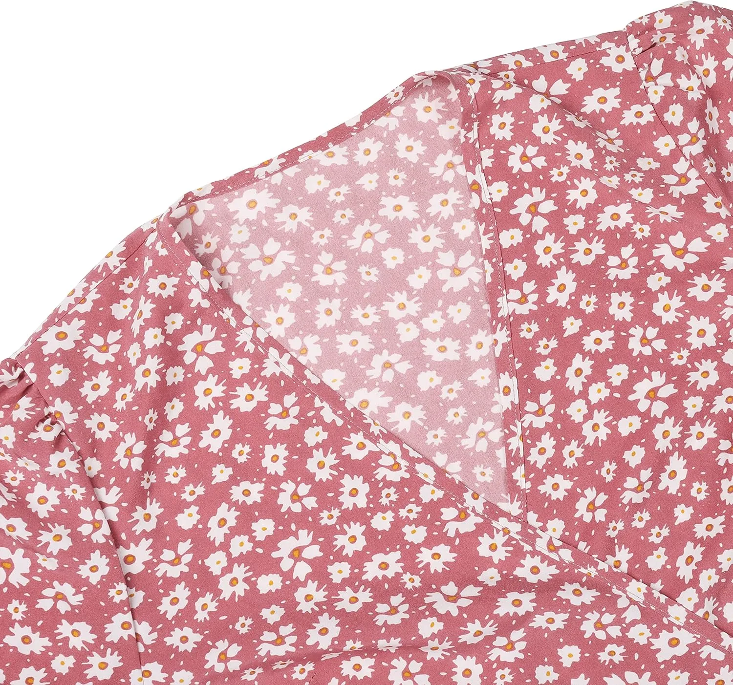 ZAFUL Women's Summer Wrap Dress Short Puff Sleeve Mini Dress Ditsy Floral V-Neck Waist Tie Ruffle Swing Skater Dresses