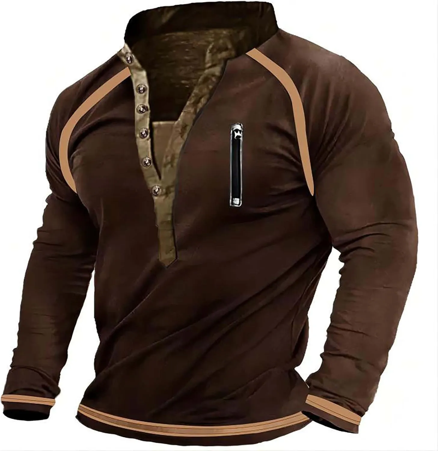 ZYXTIM Men Tactical Shirts Long Sleeve Henley Shirts Lightweight Quick Dry Workout Hunting Sweatshirts Casual Pullover Hoodie