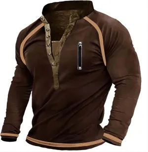 ZYXTIM Men Tactical Shirts Long Sleeve Henley Shirts Lightweight Quick Dry Workout Hunting Sweatshirts Casual Pullover Hoodie